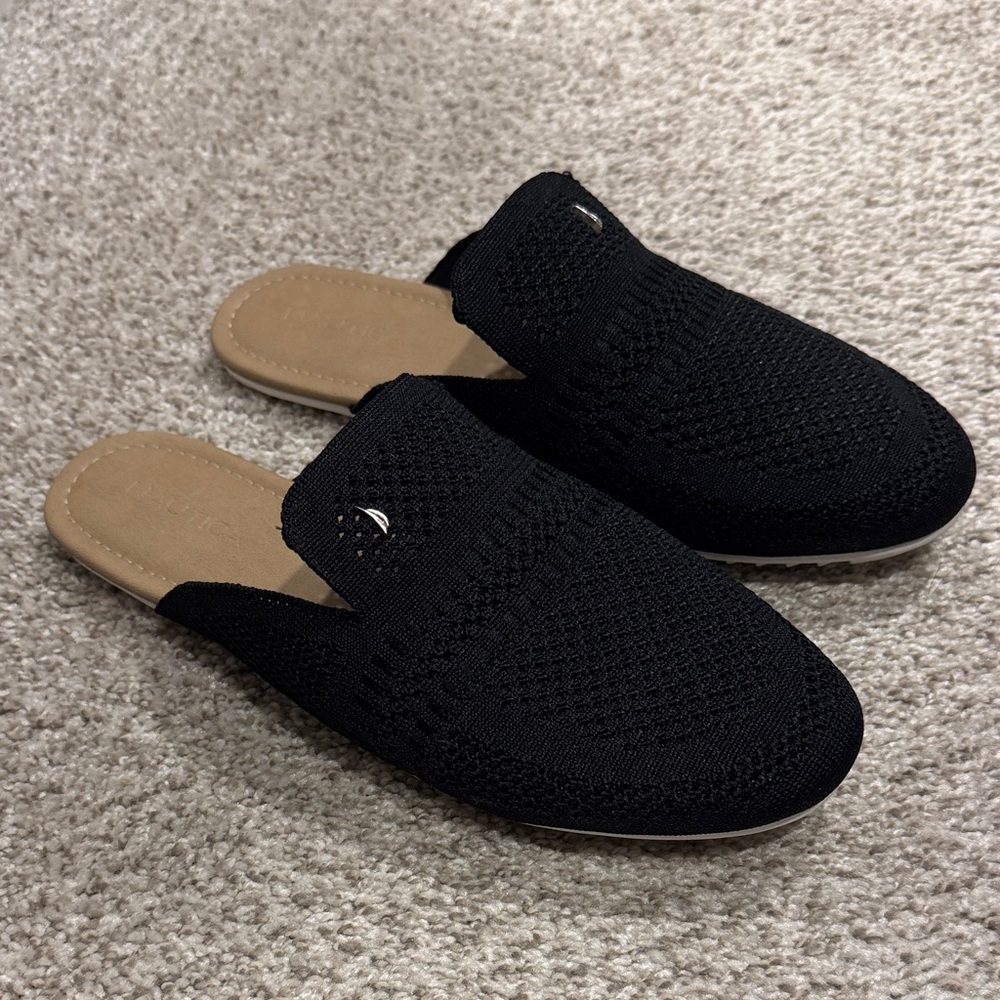 Nautica Black Slip-On Knit Mule Shoes